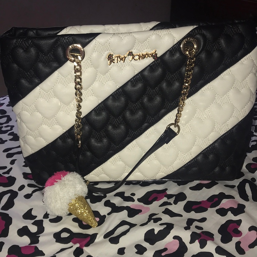 Betsey Johnson quilted hearts tote